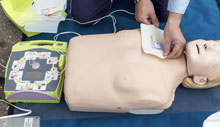 Demonstration of the safe use of an automated external defibrillator or AED